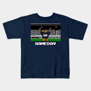 Blue and Gold Football Gameday Retro 8 Bit Linebacker Kids T-Shirt